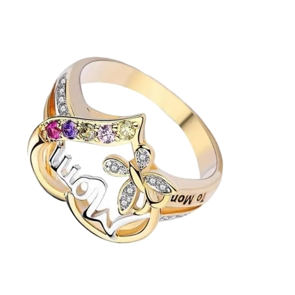 Mom's ring assort color stones ,heart shape size 9 - Picture 3 of 5